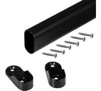Gedotec Asta per armadio, ovale, lunghezza tubo 600 mm, 30 x 15 mm, in acciaio nero, 1 set con 2 pezzi, supporto per tubi laterali per montaggio a parete, sistema salvaspazio