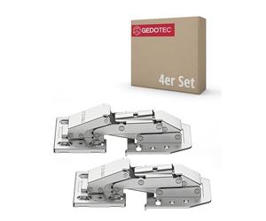 Gedotec Cerniera a ribalta con ammortizzatore SOFT-CLOSE | 4 pezzi - CH 350 | Acciaio nichelato | Cerniera per armadio regolabile | Cerniera per mobili con attacco inferiore | Cerniera per roulotte