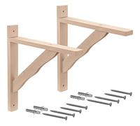 Gedotec Console in legno di faggio | Supporto per scaffali | 320 x 280 mm | BORK | staffe di montaggio in legno naturale massiccio portata fino a 18 kg | 2 supporti per mensole da parete