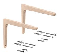 Gedotec Consolle in legno di faggio | 2 pezzi angoli per scaffali in legno massello naturale | 250 x 150 mm | TAUM | Portata in coppia fino a 24 kg | Supporto per scaffali | Mensole da parete