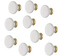 Gedotec Design Pomello per cassetti in porcellana bianca antica per mobili pomello per armadio - CIVA Ö pomello Ø 25 mm - Pomello rotondo per porta - 1 pez - Pomello rotondo in ottone con viti, Bianco