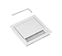 Gedotec Entrata cavi bianca angolare con guarnizione a spazzola - EXIT G11 ECO | Scrivania per uscita cavi in alluminio da incasso | 100 x 100 mm