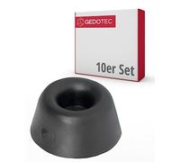 Gedotec Fermaporta in gomma, 10 pezzi, di alta qualità, colore nero, 20 x 10 mm, da avvitare o incollare, fermaporta piccolo per porte della stanza