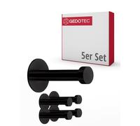 Gedotec Ganci Appendiabiti | PANTHER | profondità gancio 52 mm | 5 pezzi | nero appendiabiti in acciaio inox | gancio cappotto vintage | gancio da parete con materiale di fissaggio