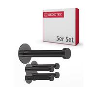 Gedotec Ganci appendiabiti | PANTHER | profondità gancio 72 mm | 5 pezzi | nero appendiabiti in acciaio inox | gancio cappotto vintage | gancio da parete con materiale di fissaggio