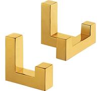Gedotec, ganci da parete rettangolari in metallo per porta, stile vintage, ganci singoli + doppio gancio in ottone dorato, ganci appendiabiti in metallo invisibile, 1 set di ganci