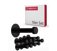 Gedotec Gancio appendiabiti | UP | Larghezza gancio: 52 mm | 10 pezzi | Nero appendiabiti in acciaio inox | Appendiabiti da parete da avvitare | Gancio per cappotto vintage | Gancio di design da