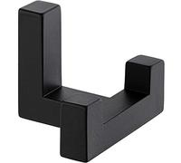 Gedotec Gancio per guardaroba | Gancio per cappelli quadrato | TETRIS | Gancio doppio nero | Appendiabiti 40 x 52 mm | Armadio appendiabiti a parete invisibile | 1 Pezzo