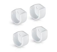 Gedotec Gancio per tubo dell'armadio, rotondo, per aste appendiabiti Ø 18 mm, supporto per tubo rotondo per asta per armadio, in plastica bianca, 4 pezzi, per montaggio a parete