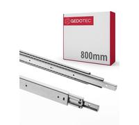 Gedotec Guide estraibili per cassetti con guida a sfera, trazione completa | Strong | 1 coppia - guide per cassetti in acciaio estraibili - guide telescopiche 800 mm | sistema binario zincato |