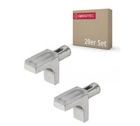 Gedotec H9637 - Supporti per ripiani in vetro, 5 mm, supporti per ripiani in legno, supporti per mensole - 20 pezzi - Supporti per ripiani con inserto per fori di fissaggio - In acciaio verniciato e