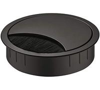 Gedotec ingresso cavi scrivania per ufficio uscita cavi nero - SAMOS | Push-in in metallo Presa per cavo di perforazione Ø 80 mm | presa rotonda in acciaio per mobili da ufficio