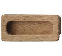 Gedotec Maniglia a conchiglia in legno | Maniglia a conchiglia scorrevole da incollare | In rovere non trattato | 110 x 50 mm | Design naturale | Porte a soffietto scorrevoli per mobili | 1 Pezzo