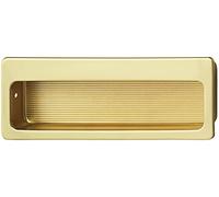 Gedotec Maniglia a conchiglia in metallo | Per porta scorrevole da incollare | In ottone lucido | Elegante design retrò | 75 x 32 mm | Porte a soffietto | Maniglie per mobili | 1 Pezzo