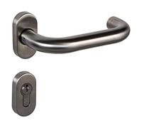 Gedotec Maniglia a U per Porte e Cancelli da Giardino in Acciaio Inox - Amsterdam | 1 Set di Impugnature su Rosette Ovali | Garnitura PZ per Cilindro | Maniglia con Materiale di Fissaggio