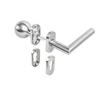 Gedotec Maniglia per porta Set di maniglie per porte interne Cancello da giardino Fermaporta in acciaio inox a L su rosone ovale | MÜNCHEN