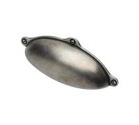 Gedotec Maniglie per mobili in metallo | 1 pezzo Maniglia a conchiglia - Argento antico incl. materiale di fissaggio | ALEXANDRIA | 99,5 x 30 mm BA: 64 mm | Maniglie per porte per armadi Maniglie per