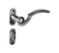 Gedotec, maniglie per porta nere opache antichizzate | TILLY-R | 1 set di maniglie - Design maniglia per porta da giardino in ferro battuto | PZ cilindro profilato | Maniglioni per porte interne