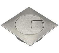 Gedotec Passacavo da scrivania in robusta plastica ABS, 1 pezzo di passacavo quadrato da 60 mm, Plaza, scatola per cavi argentata, passacavi rettangolare per la pressione, canalina per cavi da