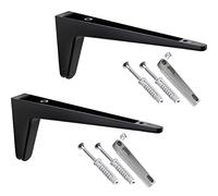 Gedotec PinoCCHIONE - Mensola da parete in Metallo Anodizzato Nero | Supporti per scaffali resistenti | Supporti per ripiani con portata fino a 80 kg | Supporti per scaffali | 2 Pezzi