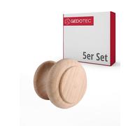 Gedotec Pomelli per mobili in legno | Diametro: 35 mm I 5 pezzi | Pomelli per porta per armadi - Faggio grezzo (non trattato) con materiale di fissaggio I GIOVANNI I I Bottoni per mobili da cucina |