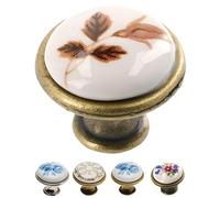 Gedotec Pomelli per mobili | Porcellana e metallo | Ø 26,5 mm I 1 pezzo | Pomello per porta per armadi - ottone antico rosa autunnale con materiale di fissaggio I OLGA I Bottoni per mobili da cucina