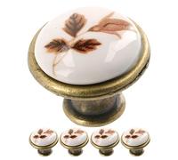 Gedotec Pomelli per mobili | porcellana e metallo | Ø 26,5 mm I 5 pezzi | Pomelli per porta per armadi - ottone antico rosa autunnale con materiale di fissaggio I OLGA I Bottoni per mobili da cucina