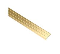 Gedotec Profilo paragradino autoadesivo alluminio ottone 1000 mm - profilo angolare non forato da incollare 25 x 8 mm - paraspigolo gradino scanalato - Made in Germany