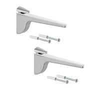 Gedotec Reggimensola di design in vetro - alluminio argento | 2 pezzi - Reggimensola per carichi pesanti | PINOCCHIO | Mensola a muro in metallo