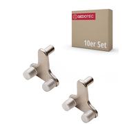 Gedotec Reggimensola in vetro 5 mm, supporti per ripiani in metallo per scaffali - H9639 | Supporti per ripiani per legno e vetro | Acciaio nichelato - Plastica | 10 pezzi - Vassoio per scaffale da