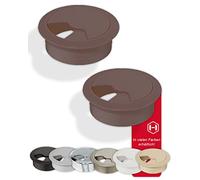 Gedotec Scrivania per canaline in robusta plastica ABS | 10 pezzi fori per cavi rotondi 60 mm | Entrata | presa per cavi marrone opaco | a pressione