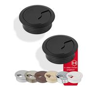 Gedotec Scrivania per canaline in robusta plastica ABS | 10 pezzi fori per cavi rotondi da 80 mm | Entrata | scatola per cavi nera opaca | a pressione