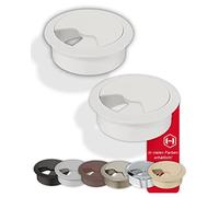 Gedotec Scrivania per canaline in robusta plastica ABS | 10 pezzi fori per cavi rotondi da 80 mm | Entrata | scatola per cavi bianca opaca | canalina per cavi da inserire a pressione
