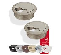 Gedotec Scrivania per canaline in robusta plastica ABS | 2 pezzi aperture per cavi rotonde da 80 mm | Entrata | presa per cavi in acciaio inox | canalina per cavi da inserire a pressione
