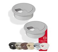 Gedotec Scrivania per canaline in robusta plastica ABS | 2 pezzi fori per cavi rotondi da 60 mm | Entrata | presa per cavi grigio opaco |a pressione