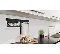 Gedotec - Set di barre da cucina in alluminio e acciaio nero opaco, lunghezza 600 mm, con materiale di fissaggio incluso