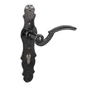 Gedotec Set di Maniglie a Leva | BERN | Cilindro PZ 92 mm | 1 Pezzo piastra lunga in ferro battuto nero | Maniglia per porta antica | Per porte interne | Set per porta con materiale di fissaggio