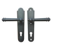 Gedotec Set di Maniglie a Leva | BREMEN | 1 Set - Maniglia a leva in stile rustico | Nera Antica | Maniglia per Porta di casa Set di sicurezza piastra lunga | Cilindro di sicurezza con profilo PZ