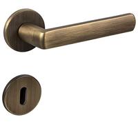 Gedotec Set di maniglie a leva | LUCE | Set di maniglie a leva BB - Porta della camera - Ovale | 1 set | Set di rosette in ottone vintage | Ferramenta in bronzo antico per porte di stanze