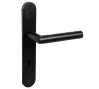 Gedotec Set di maniglie a leva nero opaco [BB - Porta della camera - Ovale] 1x ferramenta per porte a piastra lunga I Maniglie per porte interne L-FORM I Maniglia per porte di spessore 35-47 mm