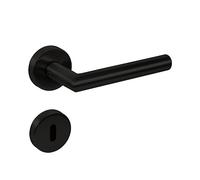 Gedotec Set di maniglie a leva nero opaco [BB - Porta della camera - Ovale] 1x ferramenta per porte con rosetta rotonda I Maniglie per porte interne L-FORM I Maniglia per porte di spessore 35-47 mm