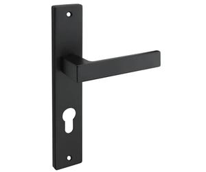 Gedotec Set di maniglie a leva nero opaco [PZ - cilindro] 1x ferramenta per porte a piastra lunga I Maniglie per porte interne Din standard 72 mm I Maniglia per porte con spessore 35-47 mm