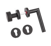 Gedotec Set di maniglie a leva nero opaco [Set di maniglie a leva Maniglia/pomello] 1x ferramenta per porte con rosetta rotonda I Maniglie per porte interne L-FORM I Maniglia per porte con spessore