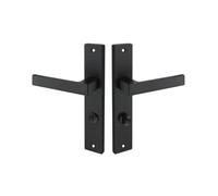 Gedotec Set di maniglie per porte nero opaco [Bagno - piastra lunga] 1x Maniglie per porte interne Din standard 78 mm I Maniglia per porte con spessore 35-47 mm | Maniglia con materiale di fissaggio