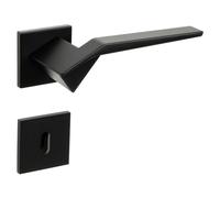 Gedotec Set Maniglia a Leva | PALADIN | 1 Pezzo maniglia nera per porte interne | Acciaio Inox | Maniglia a leva antica | Rosone BB-Buntbart | Coppia maniglia nera opaca | Set porta camera con viti