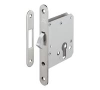Gedotec Startec H5500 - Serratura a gancio con chiavistello scorrevole, in acciaio inox, colore argento opaco, 1 set di serratura per porte della stanza