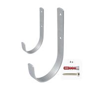 Gedotec Supporto a parete - Ganci universali in acciaio zincato | 2 pezzi curvi 180 x 100 mm | Con materiale di fissaggio | Ganci multiuso in metallo
