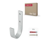 Gedotec Supporto a parete - Ganci universali in acciaio zincato | 6 pezzi curvi 55 x 110 mm | Con materiale di fissaggio | Ganci multiuso in metallo