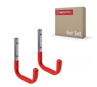 Gedotec Supporto a parete - Gancio a parete da avvitare in acciaio zincato gommato | MONO | 6 ganci per elettrodomestici Lunghezza: 150 mm incl. materiale di fissaggio | Gancio multiuso in metallo