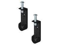 Gedotec Supporto per tubo da soffitto ovale per asta appendiabiti in metallo | Gancio per asta appendiabiti e appendiabiti nero | Made in Germany | 2 supporti per tubi con vite M6 x 28 mm